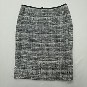 Akris Punto Womens Tweed Pencil Skirt US 4 Black White Lined Luxury Designer